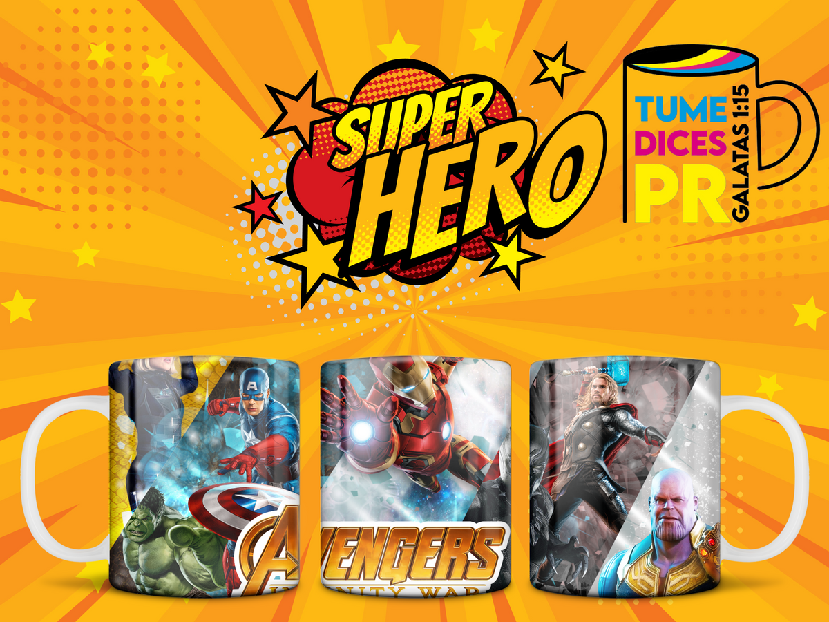 Taza Super Heroes 2 11 oz | Cerámica sublimada | Personalizable