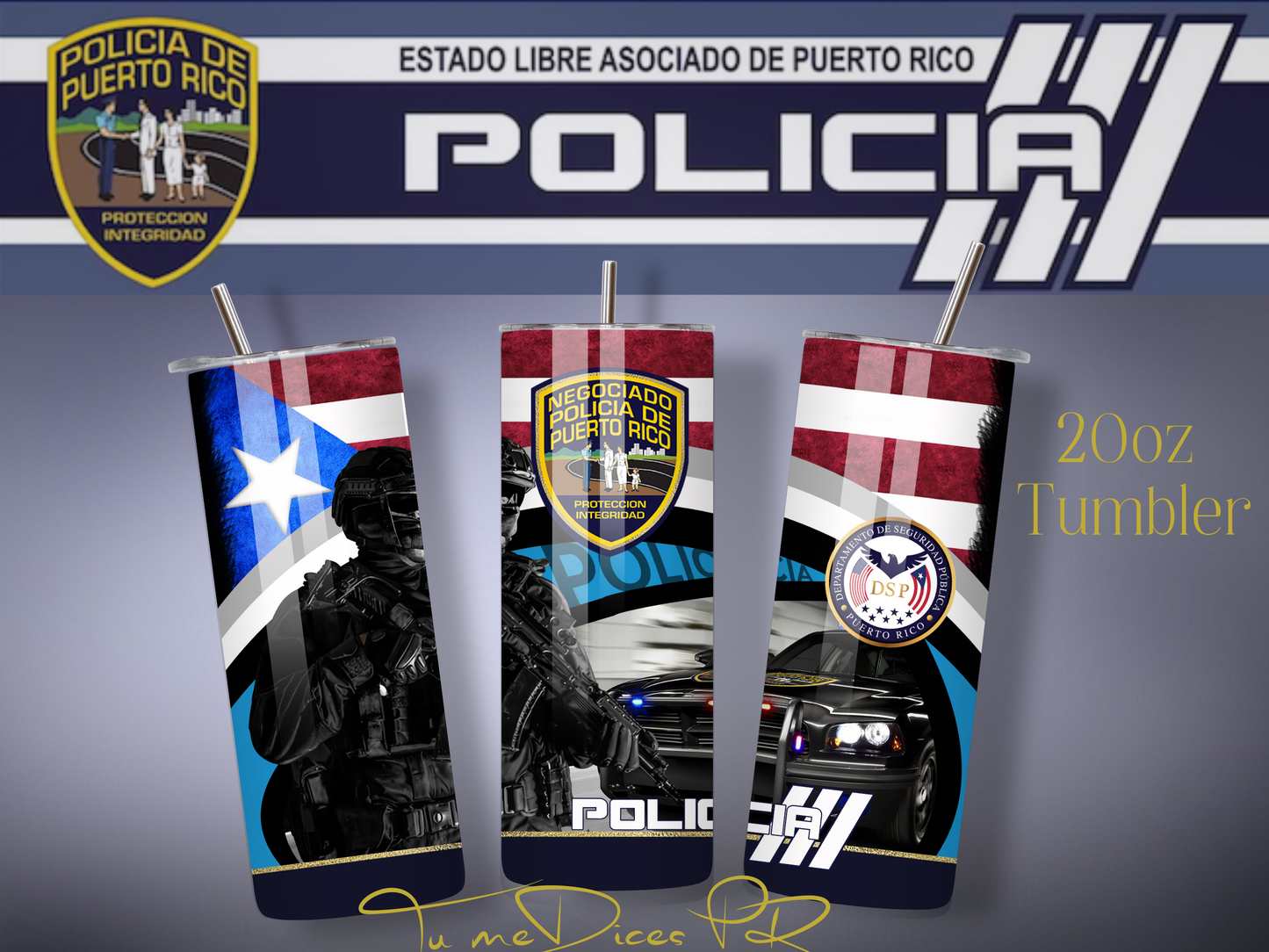 POLICIA PR Skinny Tumbler