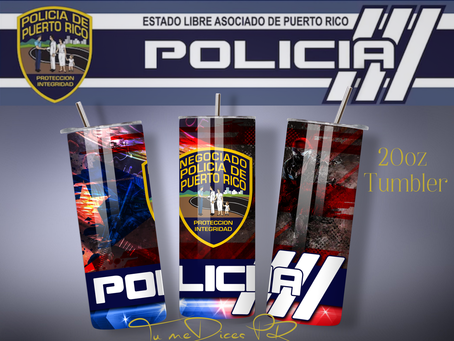 POLICIA PR Skinny Tumbler
