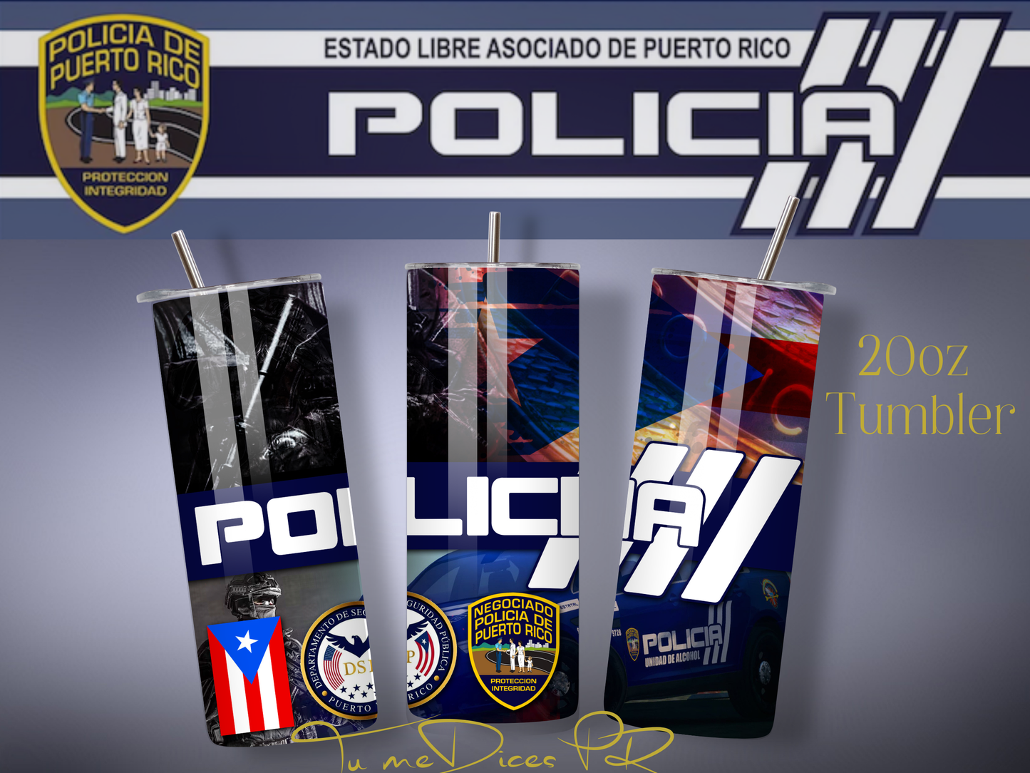 POLICIA PR Skinny Tumbler