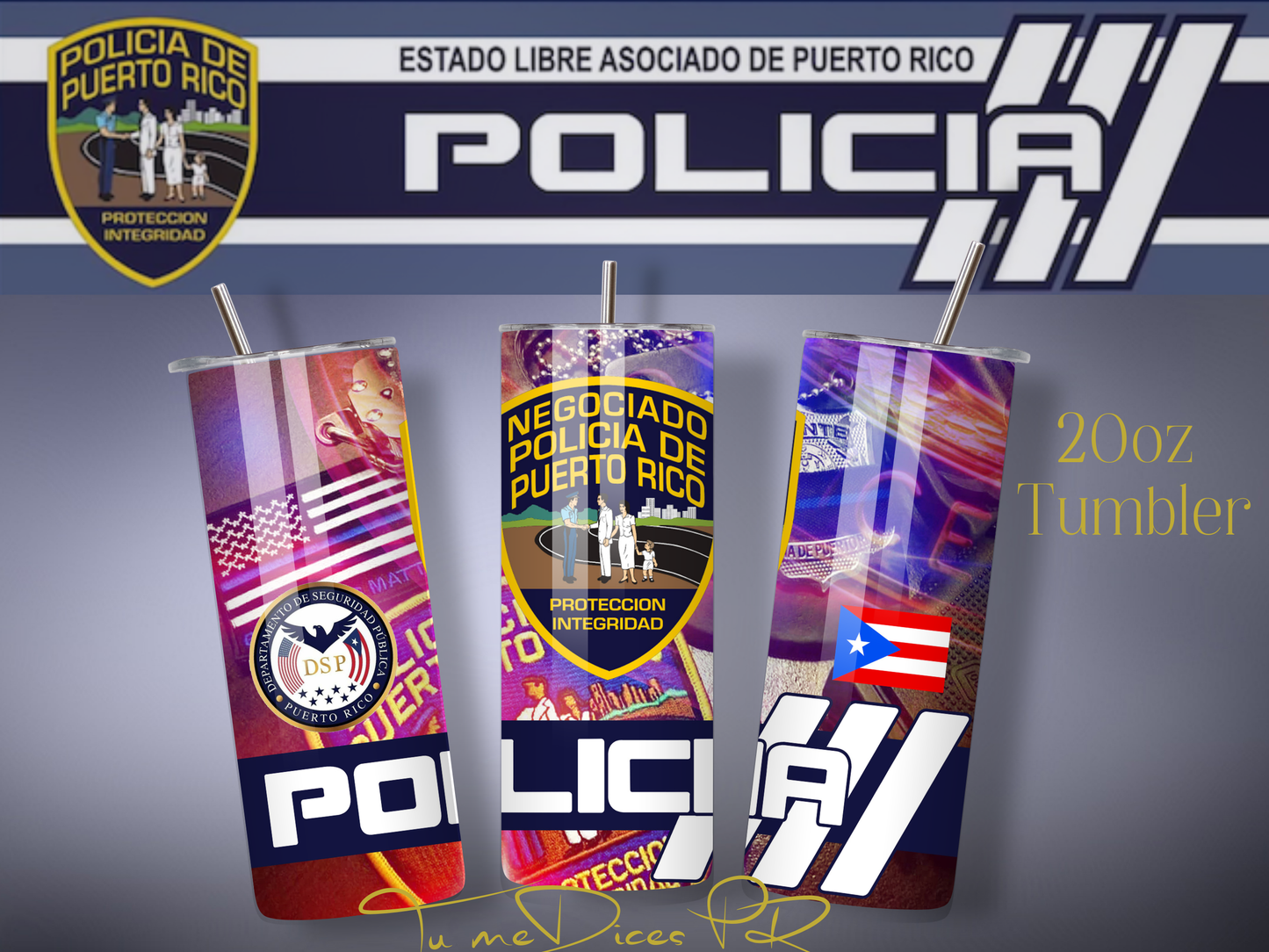 POLICIA PR Skinny Tumbler