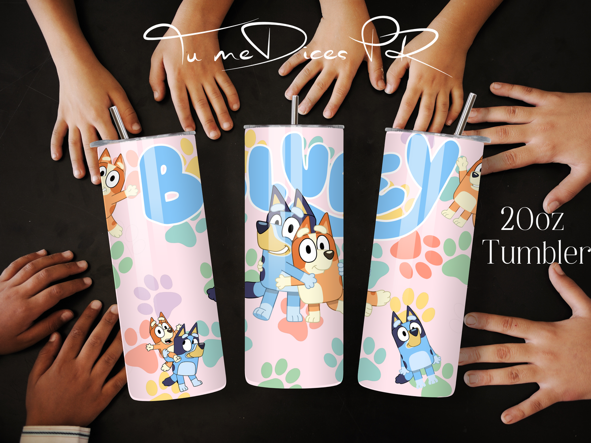 Tumbler Bluey Skinny 20 oz | Personalizable | Mantiene frío y calor