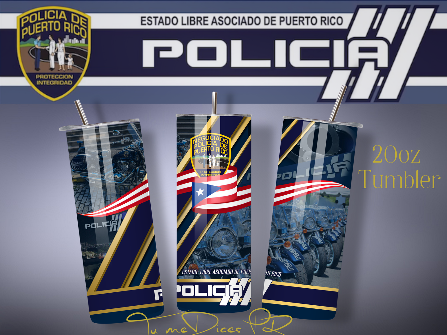 POLICIA PR Skinny Tumbler