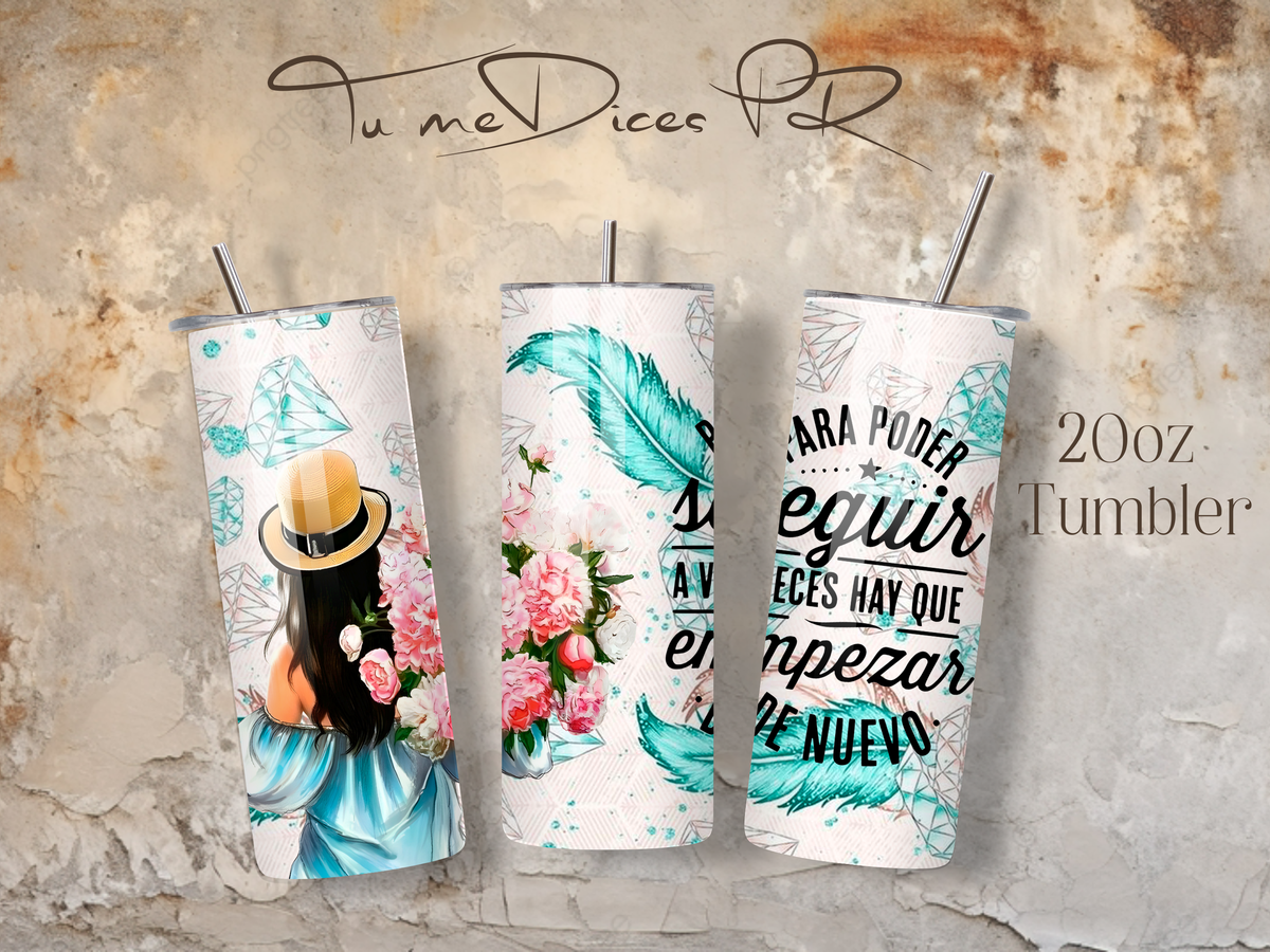 Tumbler Mensajes Positivos Skinny 20 oz | Personalizable | Mantiene frío y calor