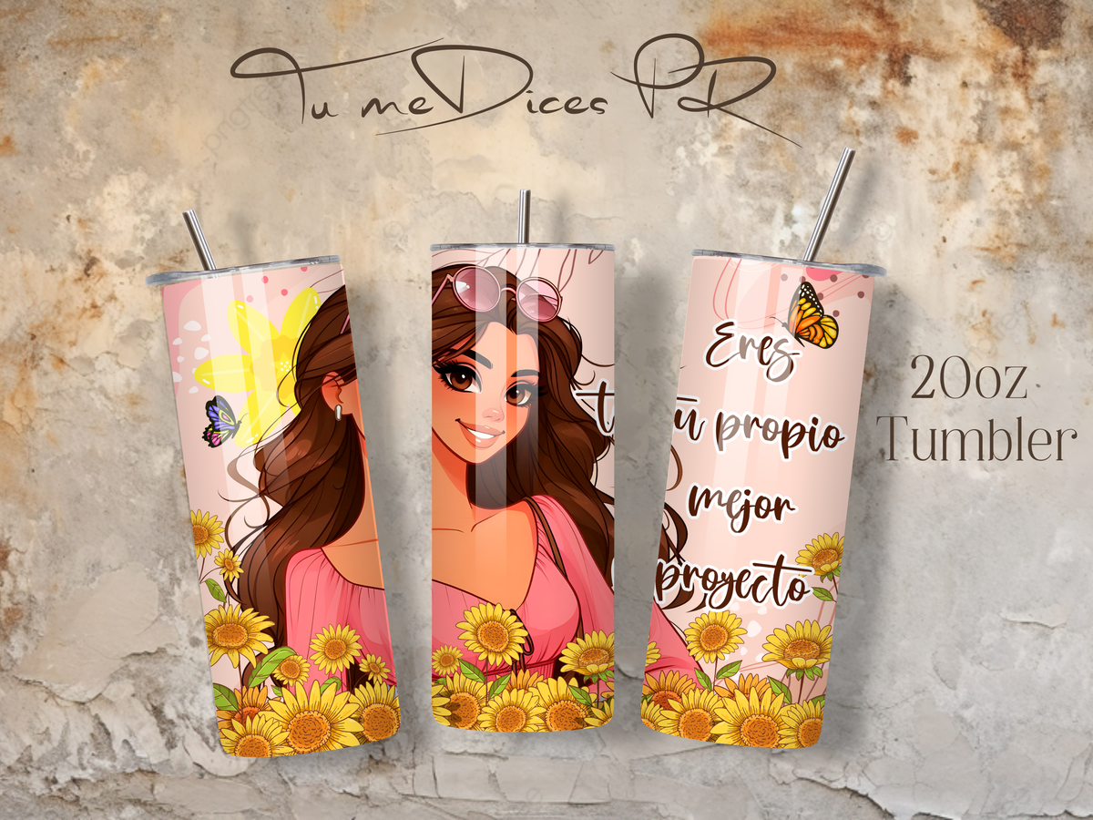 Tumbler Mensajes Positivos Skinny 20 oz | Personalizable | Mantiene frío y calor