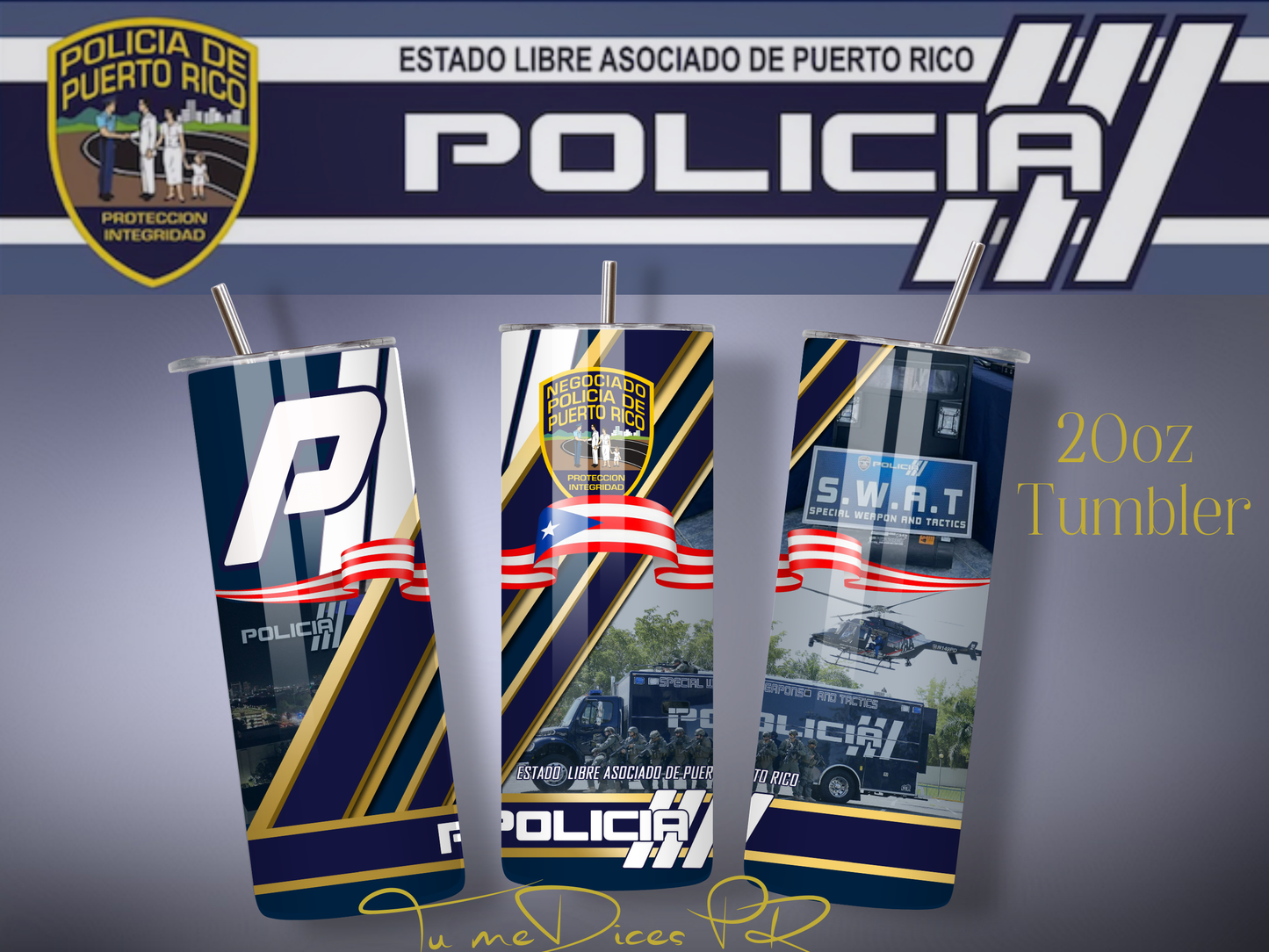 POLICIA PR Skinny Tumbler