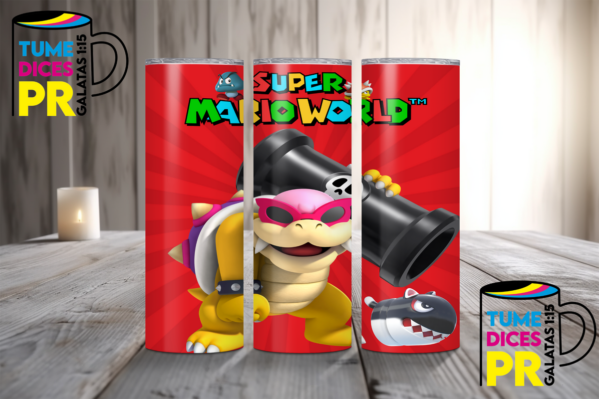 Tumbler Mario Bros Skinny 20 oz | Personalizable | Mantiene frío y calor