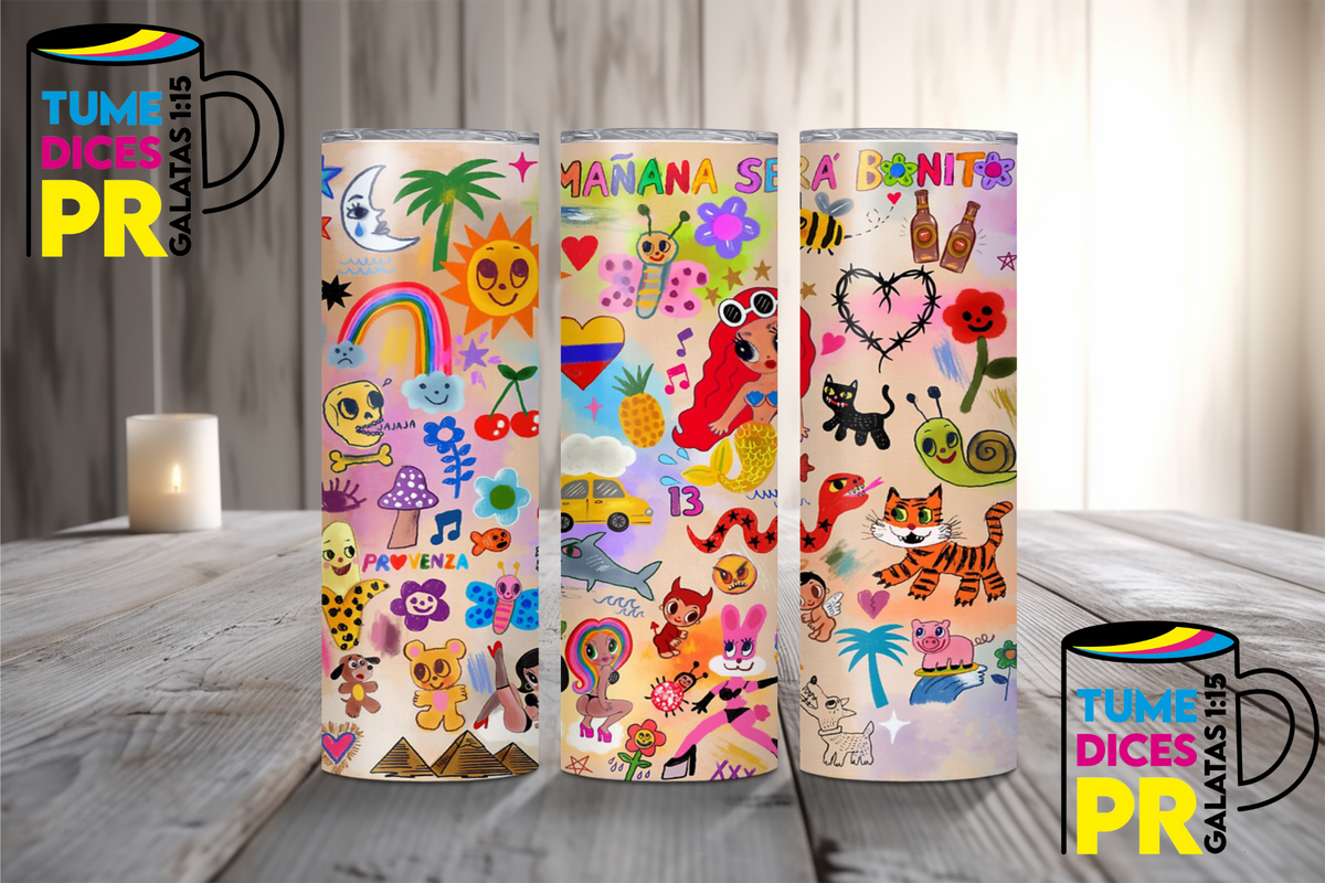 Tumbler Karol G Skinny 20 oz | Personalizable | Mantiene frío y calor
