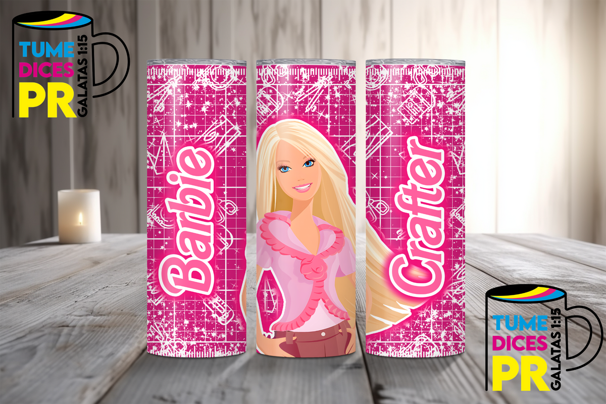 Tumbler Barbie Skinny 20 oz | Personalizable | Mantiene frío y calor