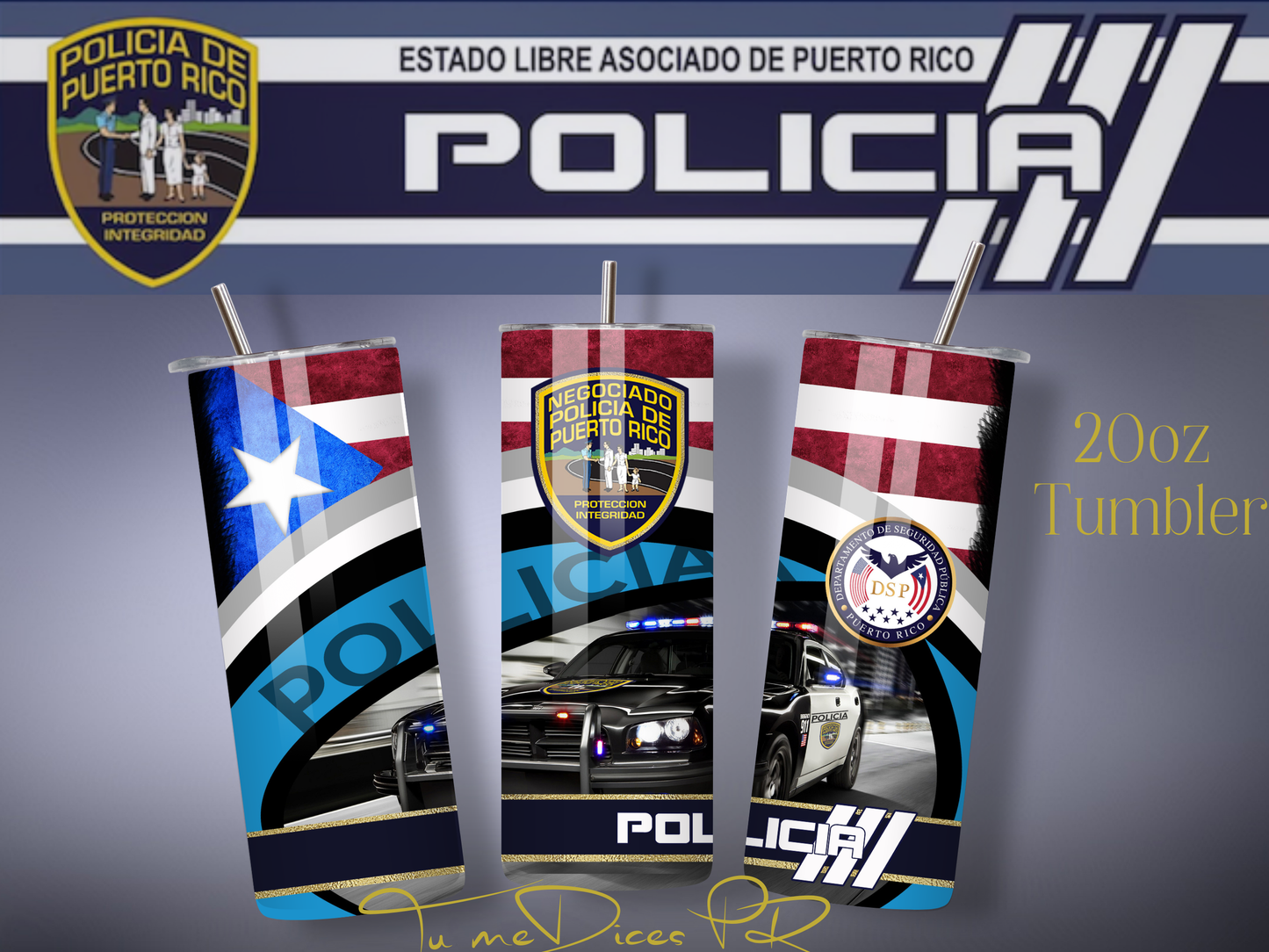 POLICIA PR Skinny Tumbler