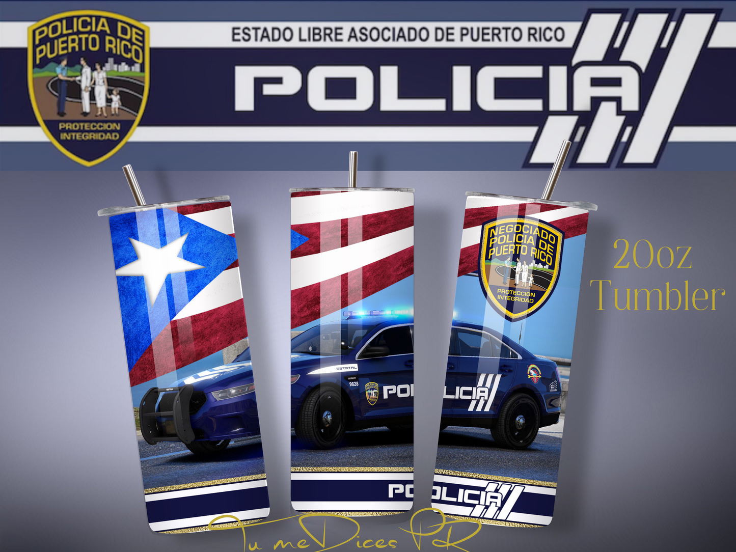 POLICIA PR Skinny Tumbler