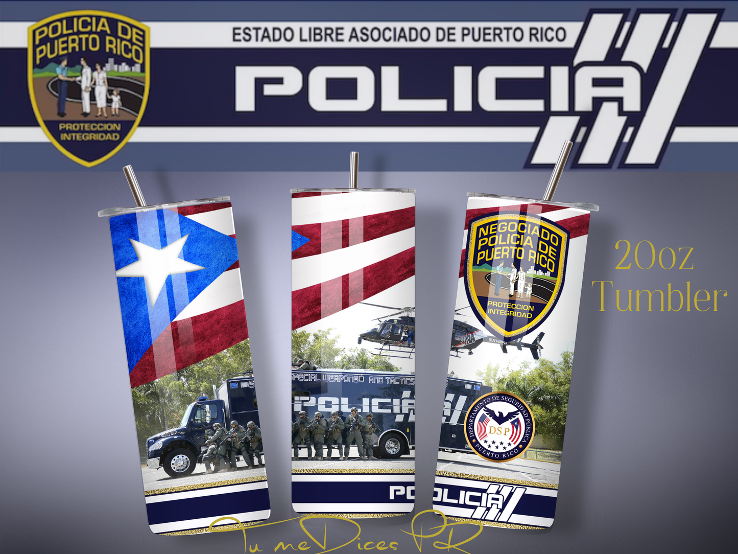 POLICIA PR Skinny Tumbler