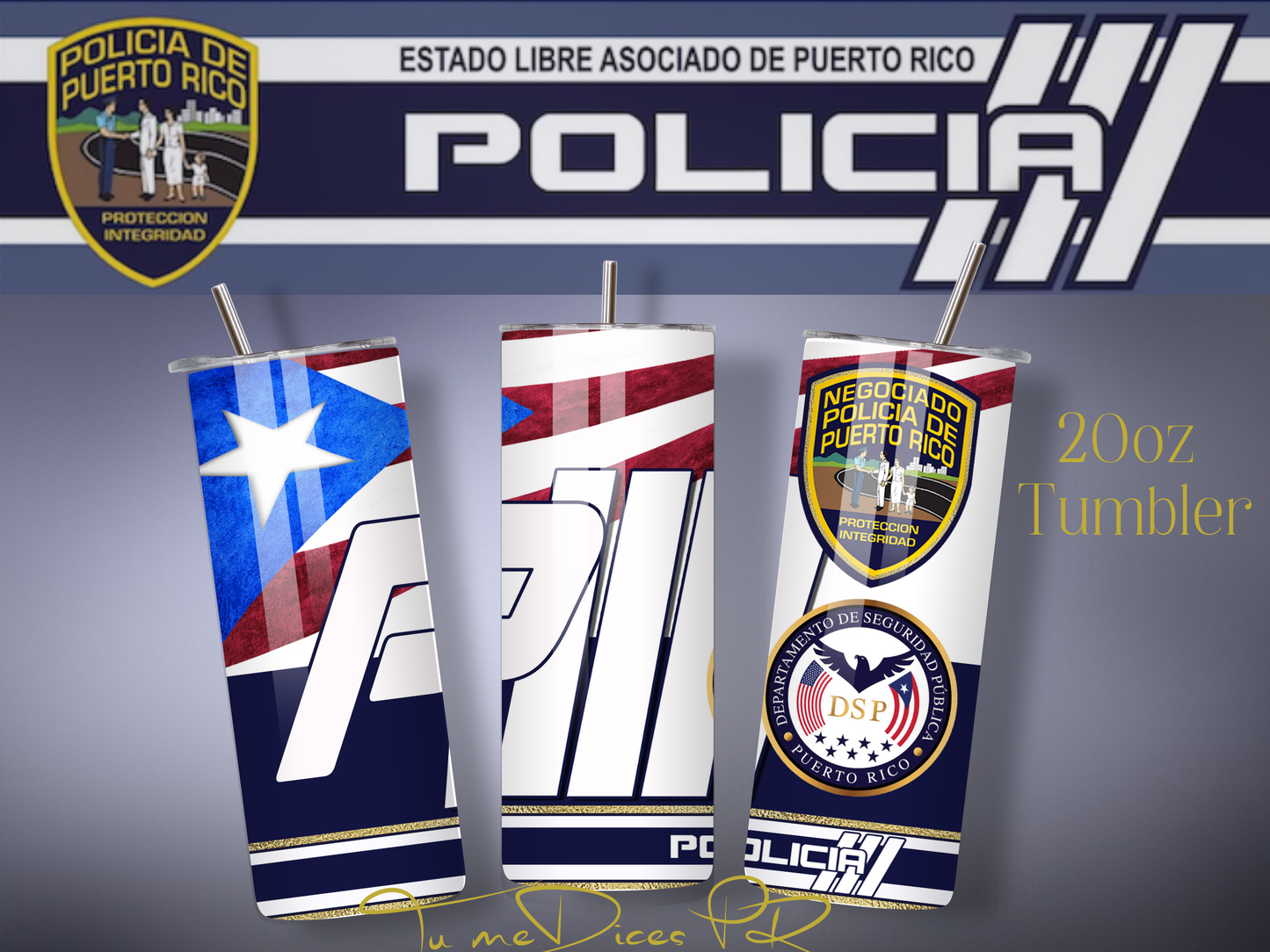 POLICIA PR Skinny Tumbler