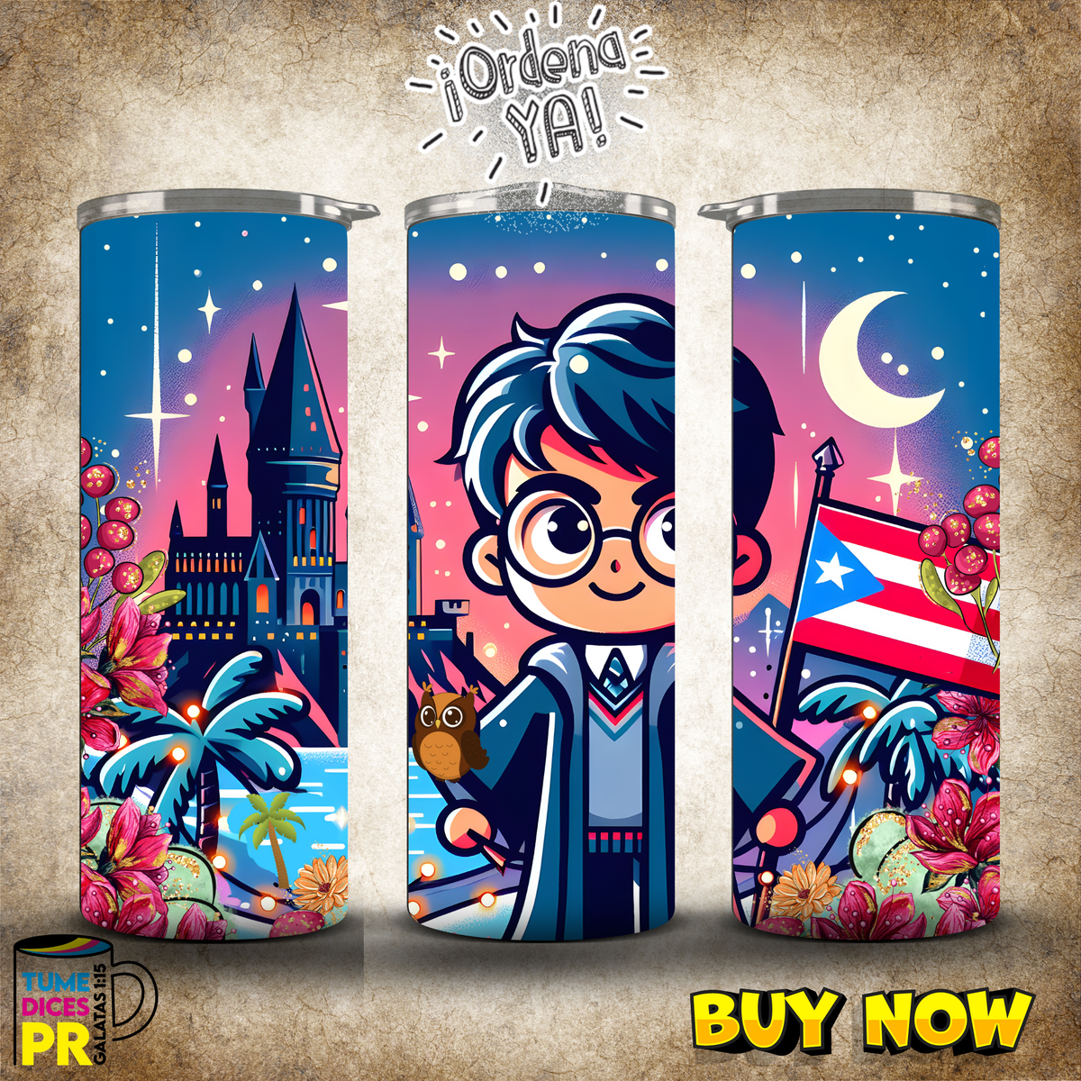 Tumbler Puerto Rico 2 Skinny 20 oz | Personalizable | Mantiene frío y calor