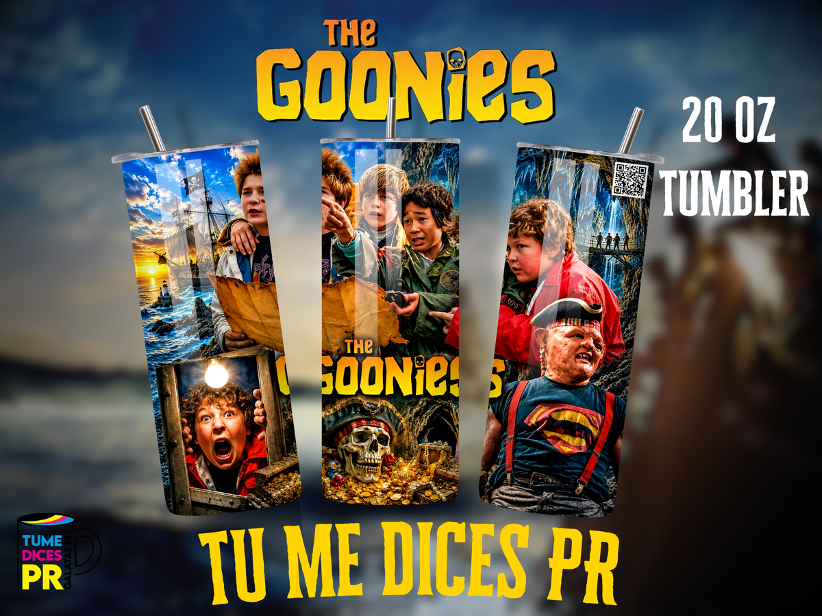 Tumbler The Goonies Skinny 20 oz | Personalizable | Mantiene frío y calor