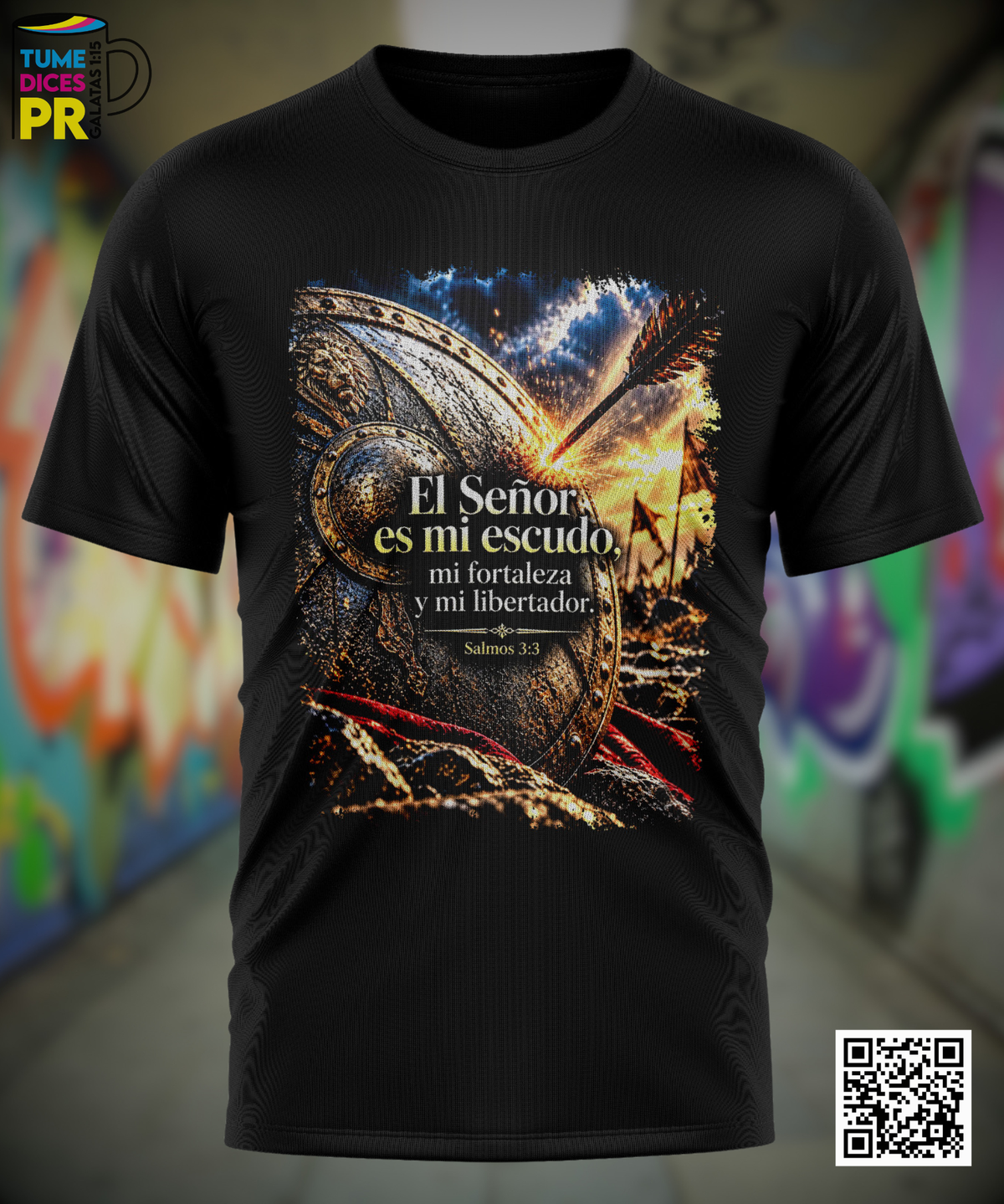 Camiseta SALMOS 3:3 | Algodón y poliéster | Tallas S–XL