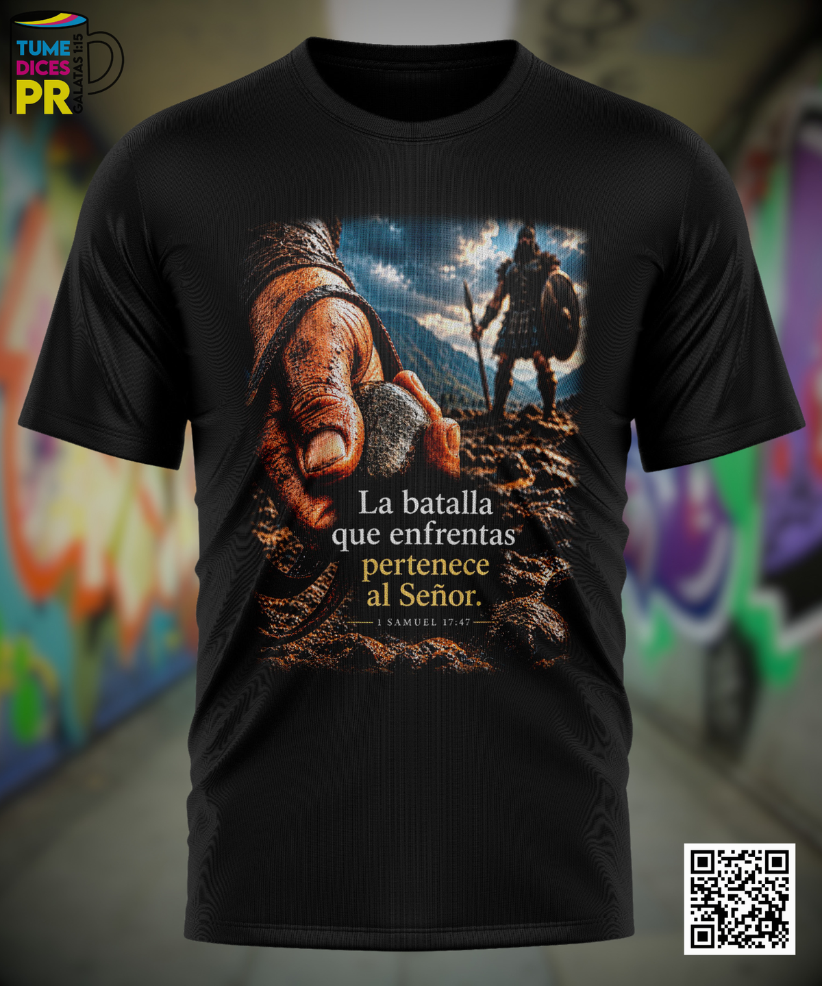 Camiseta 1 SAMUEL 17:47 | Algodón y poliéster | Tallas S–XL