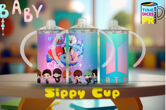 Sippy Cup BTS caricaturas 12 oz | Acero inoxidable | Con sorbeto