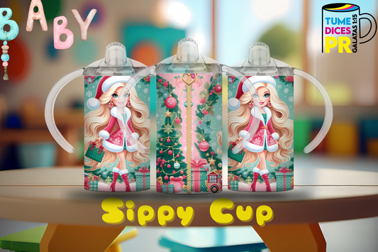 Sippy Cup Barbie Navidad 12 oz | Acero inoxidable | Con sorbeto