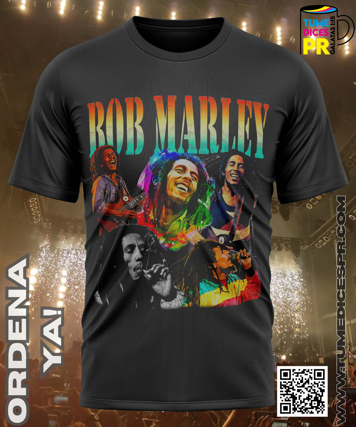 Camiseta BOB MARLEY | Algodón y poliéster | Tallas S–XL