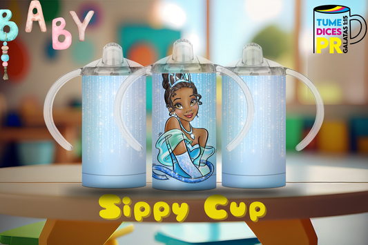 Sippy Cup Tiana princesa 12 oz | Acero inoxidable | Con sorbeto