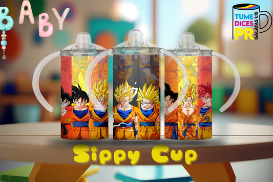 Sippy Cup Dragon Ball Goku Super Saiyan 12 oz | Acero inoxidable | Con sorbeto