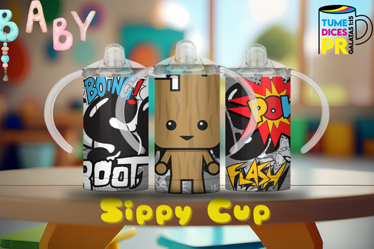 Sippy Cup Groot cómic 12 oz | Acero inoxidable | Con sorbeto