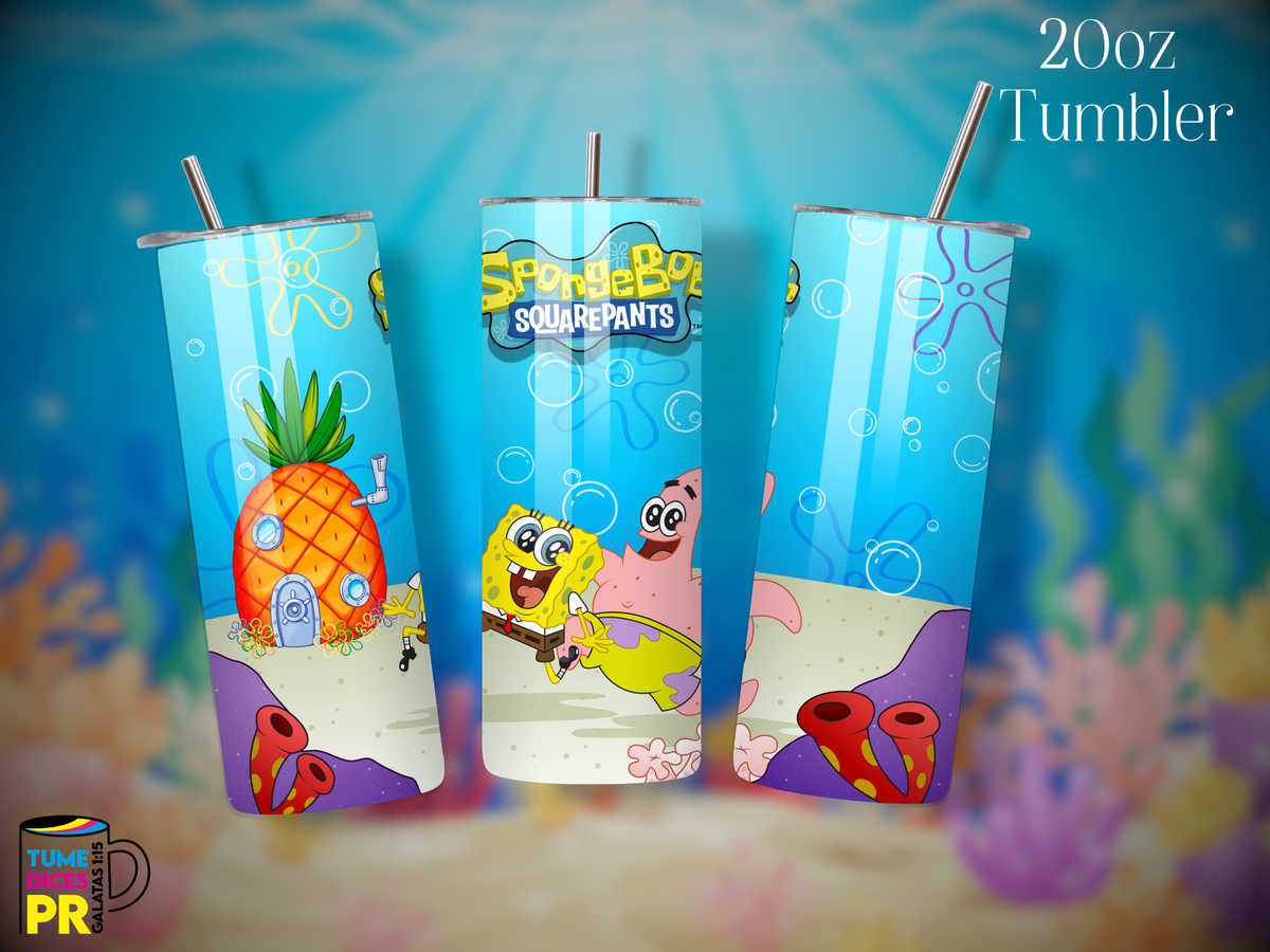 Tumbler Bob Esponja Skinny 20 oz | Personalizable | Mantiene frío y calor