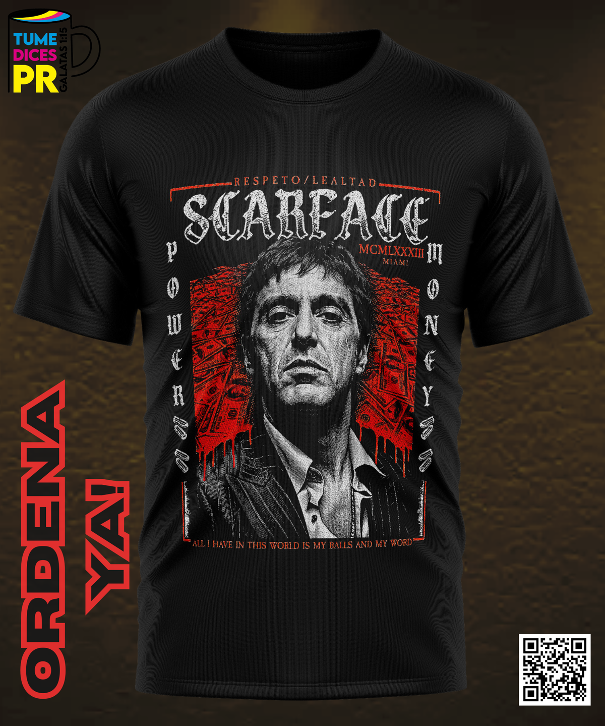 Camiseta SCARFACE | Algodón y poliéster | Tallas S–XL