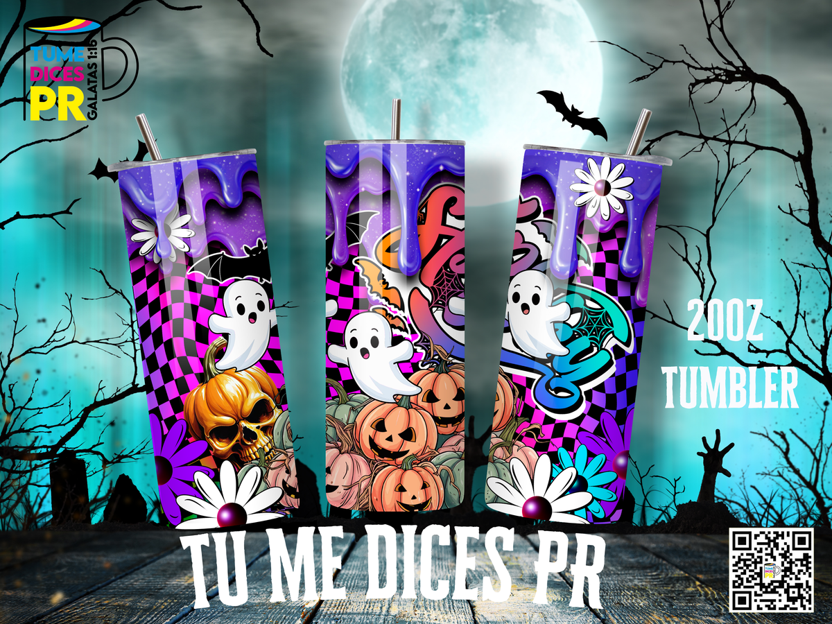 Tumbler Halloween 1 Skinny 20 oz | Personalizable | Mantiene frío y calor