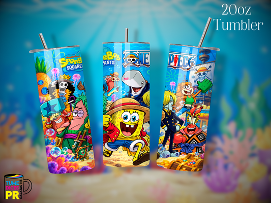 Tumbler Bob Esponja Skinny 20 oz | Personalizable | Mantiene frío y calor
