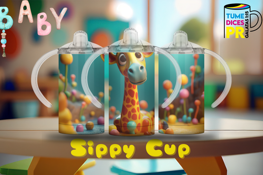 Sippy Cup Jirafa bebé 12 oz | Acero inoxidable | Con sorbeto