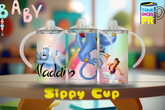 Sippy Cup Aladdín Genio 12 oz | Acero inoxidable | Con sorbeto