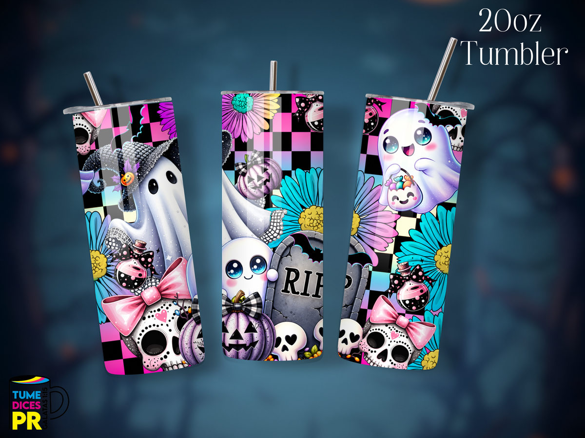 Tumbler Halloween 1 Skinny 20 oz | Personalizable | Mantiene frío y calor