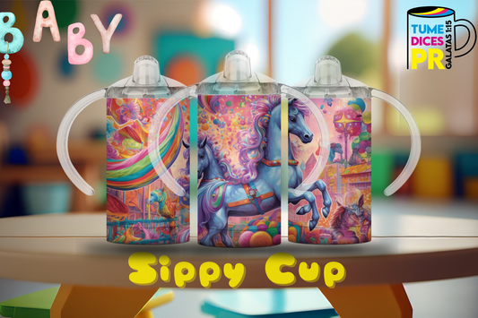 Sippy Cup Caballo carrusel 12 oz | Acero inoxidable | Con sorbeto