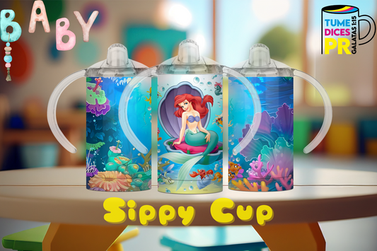 Sippy Cup La Sirenita 12 oz | Acero inoxidable | Con sorbeto