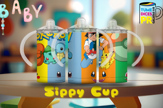 Sippy Cup Pokémon Ash 12 oz | Acero inoxidable | Con sorbeto