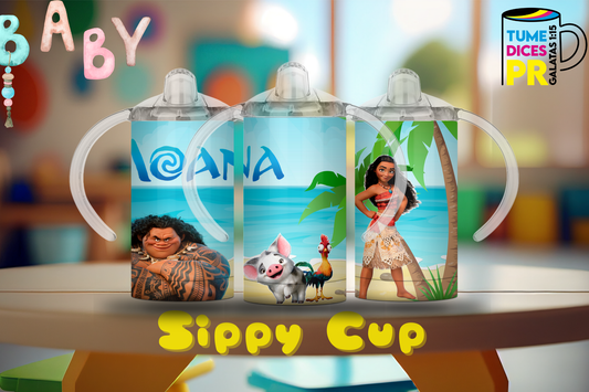 Sippy Cup Moana y Maui 12 oz | Acero inoxidable | Con sorbeto