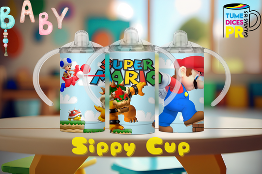 Sippy Cup Super Mario 12 oz | Acero inoxidable | Con sorbeto