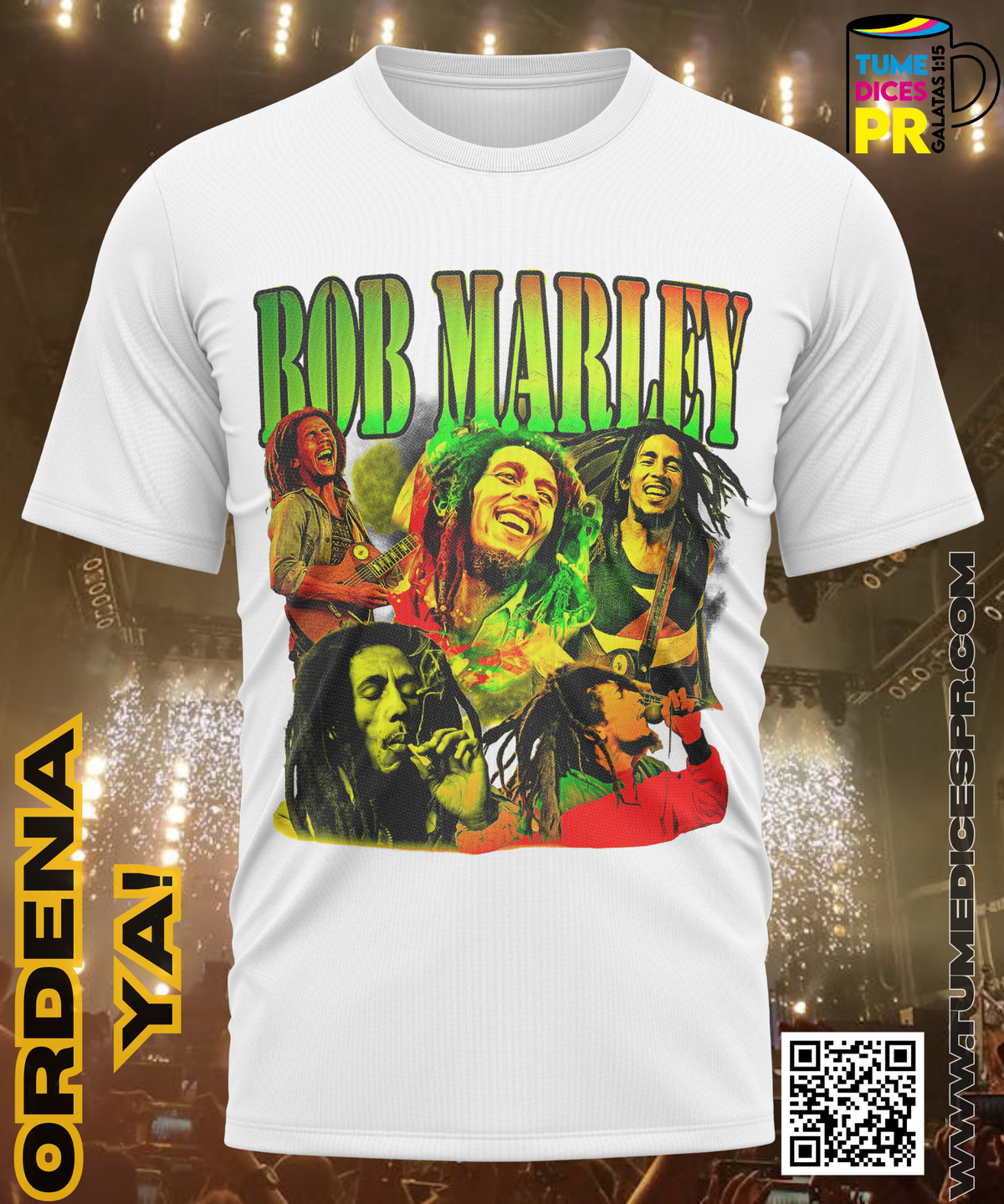 Camiseta BOB MARLEY | Algodón y poliéster | Tallas S–XL