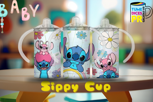 Sippy Cup Stitch y Angel 12 oz | Acero inoxidable | Con sorbeto