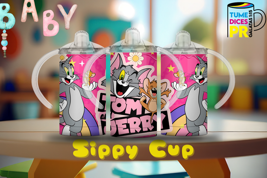 Sippy Cup Tom y Jerry 4 12 oz | Acero inoxidable | Con sorbeto
