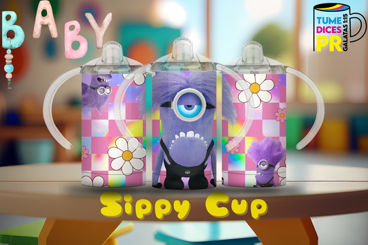 Sippy Cup Minion morado 12 oz | Acero inoxidable | Con sorbeto