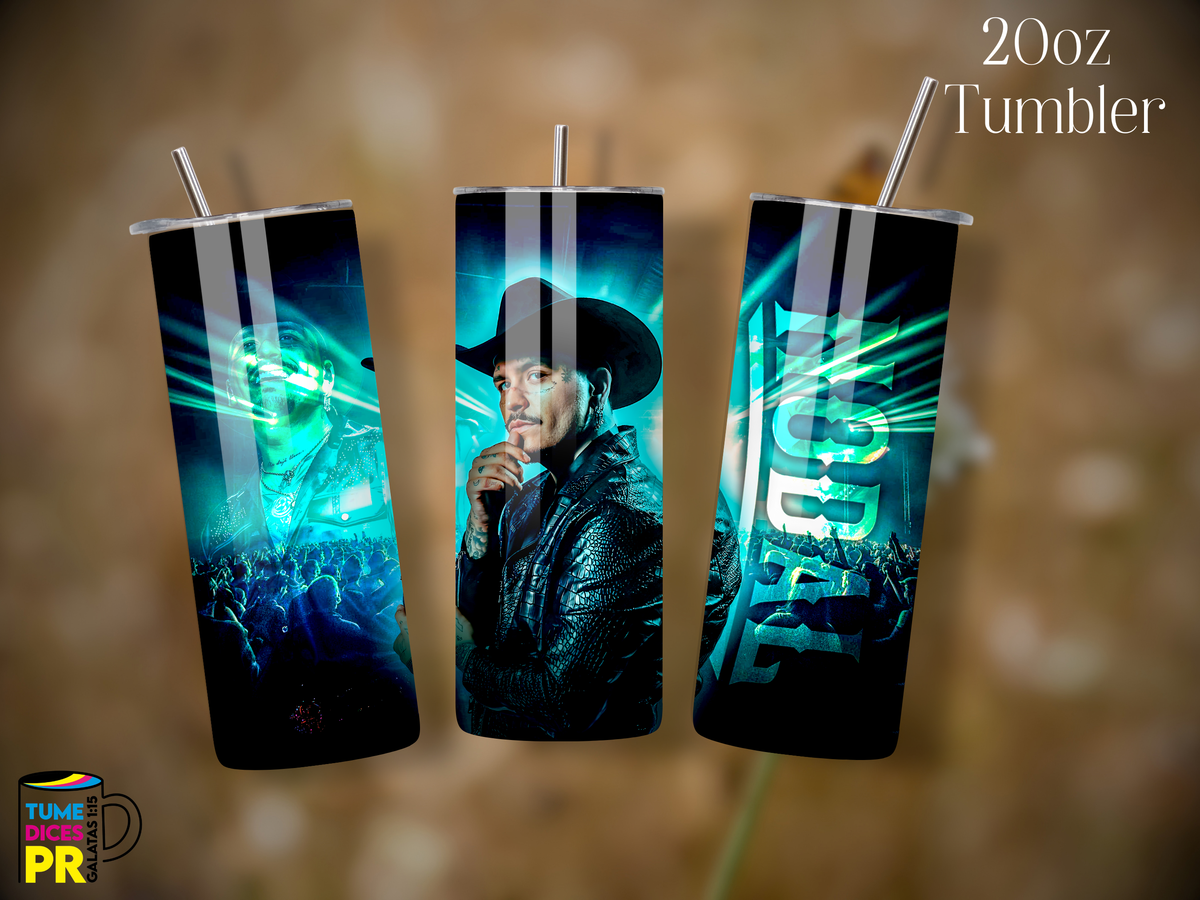 Tumbler Christian Nodal Skinny 20 oz | Personalizable | Mantiene frío y calor