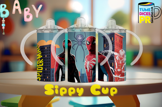 Sippy Cup Spider-Man ciudad 12 oz | Acero inoxidable | Con sorbeto