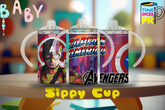 Sippy Cup Capitán América 12 oz | Acero inoxidable | Con sorbeto