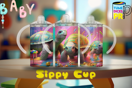 Sippy Cup Tortugas marinas 12 oz | Acero inoxidable | Con sorbeto