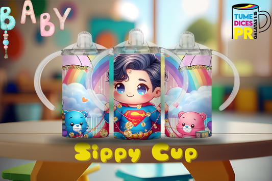 Sippy Cup Superman bebé 12 oz | Acero inoxidable | Con sorbeto
