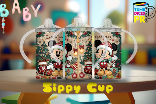 Sippy Cup Mickey Mouse Navidad 12 oz | Acero inoxidable | Con sorbeto