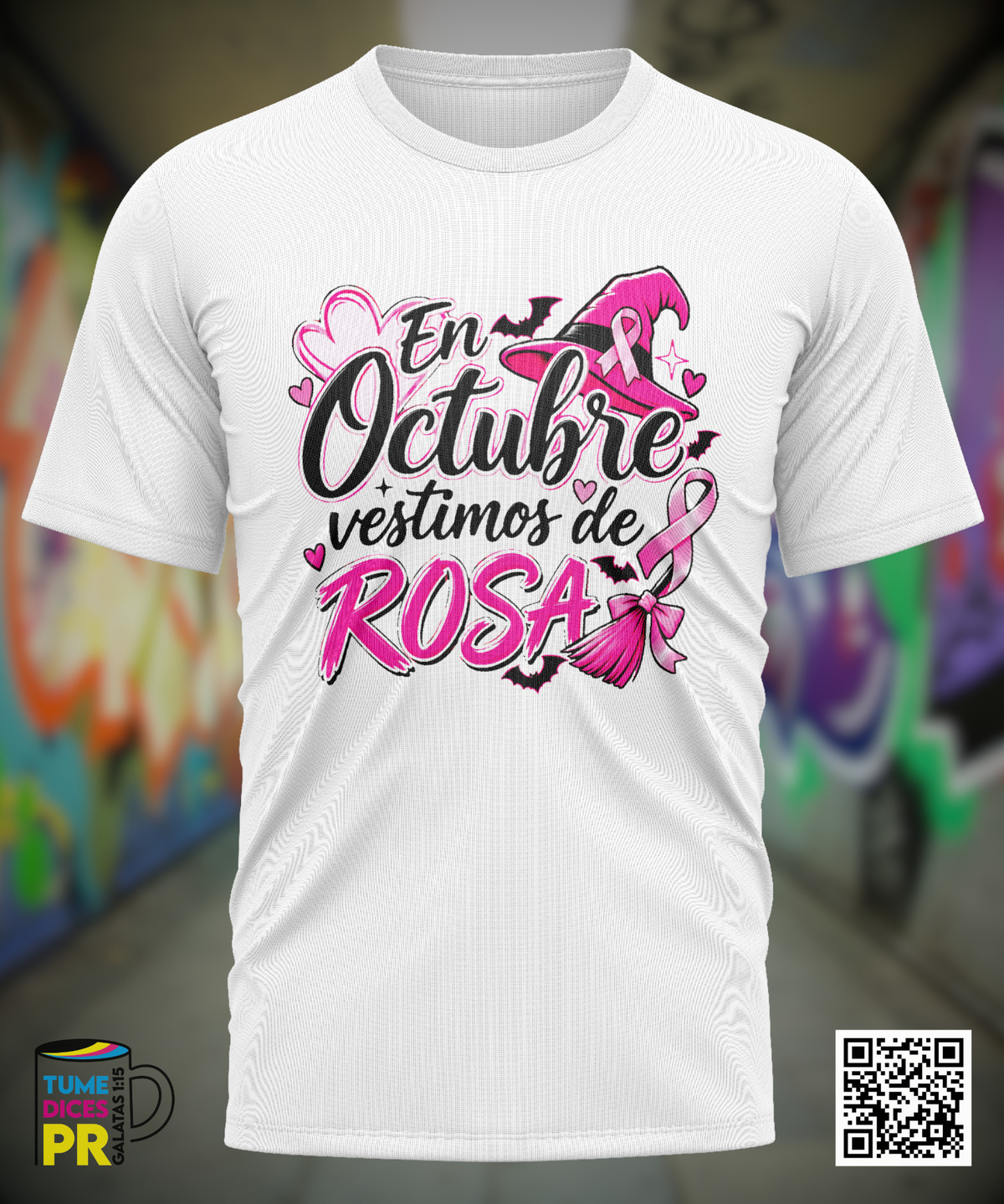 Camiseta OCTUBRE CONTRA EL CANCER | Algodón y poliéster | Tallas S–XL